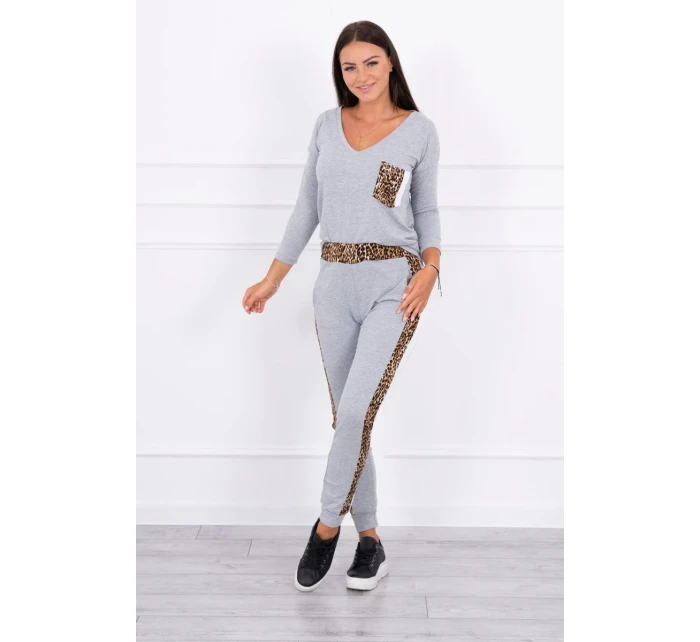 Sada s leopardím potiskem šedá Sada s leopardím potiskem šedá