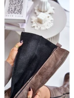 Zazoo 70141 Skórzane Kozaki Damskie Przed Kolano Brązowe