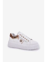 Buty Sportowe Damskie Na Platformie Z Eko Skóry Panterka Białe Velionna Buty Sportowe Damskie Na Platformie Z Eko Skóry Panterka Białe Velionna
