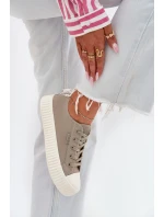 Materiałowe Trampki Damskie Na Platformie Big Star RR274779 Szare