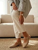 Materiálové baleríny dámské Béžové S Páskem Selrene