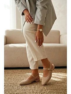 Materiálové baleríny dámské Béžové S Páskem Selrene