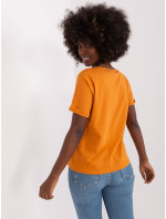 Svetlo oranžové dámske základné tričko s rozparkom