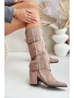 Topánky na podpätku s ohnutou holennou časťou a prackami Béžová Vamissa Topánky na podpätku s ohnutou holennou časťou a prackami Béžová Vamissa
