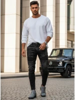 Pánske čierne džínsové nohavice FashionStreet UX3939