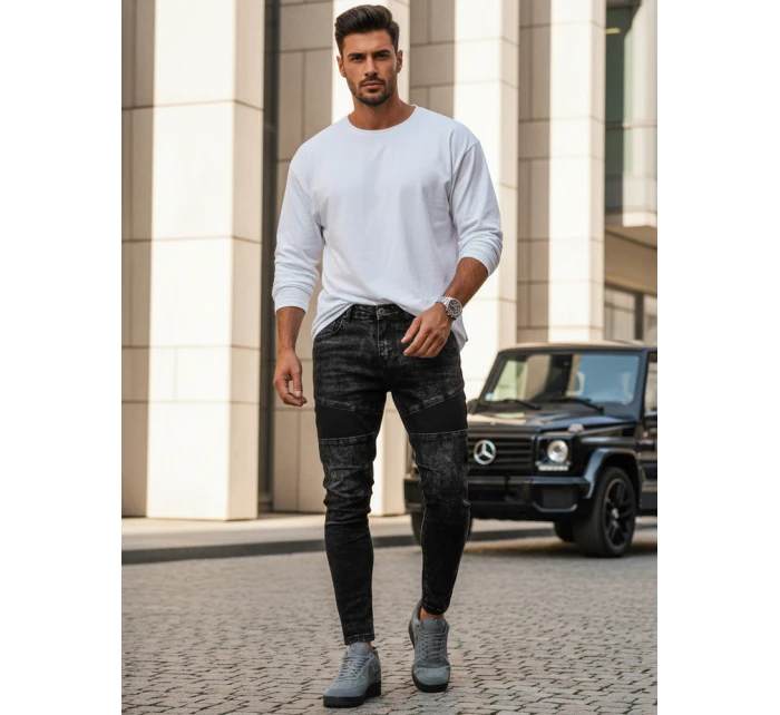 Pánske čierne džínsové nohavice FashionStreet UX3939