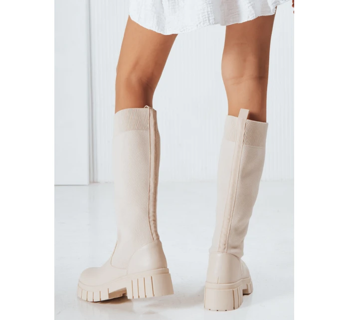 Dámské béžové kozačky Dstreet model 21993933 - FashionStreet