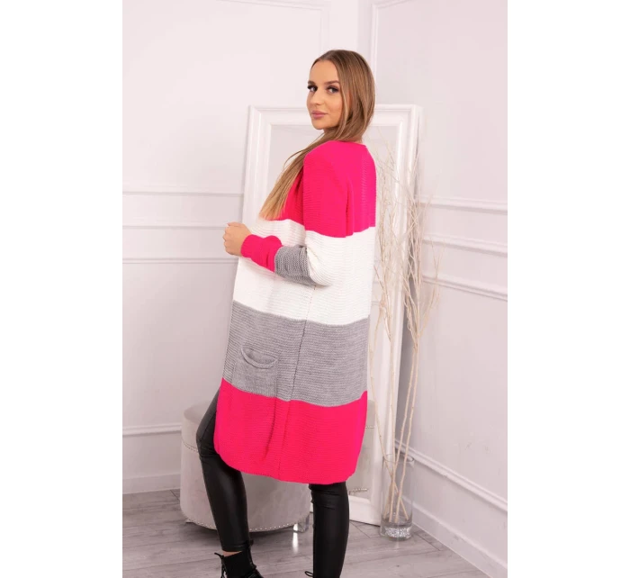 Pruhovaný sveter malinová + ružová