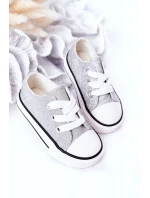 Dziecięce Brokatowe Trampki Srebrne Bling-Bling