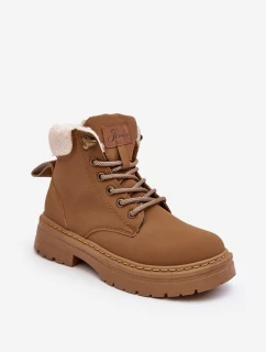 Dámské kožené Trapery s kožíškem Hnědá model 21639665 - Boto