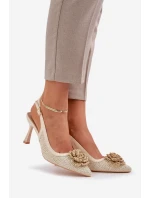 Plecione Szpilki Z Odkrytą Piętą Beżowe Lanithra