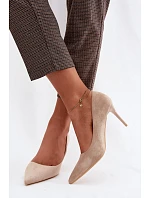 Umelé kožené podpätky Suede Beige Tropessa