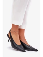 Lodičky Aricandia na otvorenom podpätku z ekokože - čierne Lodičky Aricandia na otvorenom podpätku z ekokože - čierne