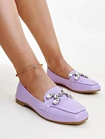 Dámske mokasíny s ozdobnou prackou M615 Purple light purple - Wellspring