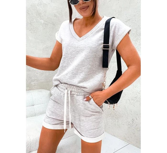 Bavlnená letná súprava béžová melanž (VE87)