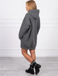 Zateplená mikina s vyšitým nápisom oversize graphite