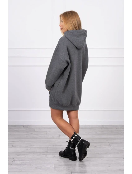 Zateplená mikina s model 18747364 nápisem oversize graphite - K-Fashion Zateplená mikina s model 18747364 nápisem oversize graphite - K-Fashion
