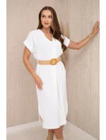 Šaty s ozdobným opaskom Šedá a biela