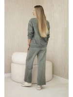 Bavlněná souprava model 20330053 potiskem teplákové + kalhoty khaki - K-Fashion Bavlněná souprava model 20330053 potiskem teplákové + kalhoty khaki - K-Fashion