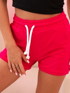 Dámske bavlnené šortky s elastickým pásom a šnurovaním fuchsiová