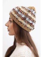 Dámska zimná čiapka s farebným vláknom a elastickou šnúrkou K352 camel