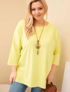 Dámske bavlnené Plus veľkosť asymetrické blúzka s náhrdelníkom žltá neónová