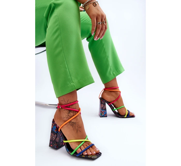 Modne Sandały Na Obcasie Multikolor Josette Modne Sandały Na Obcasie Multikolor Josette