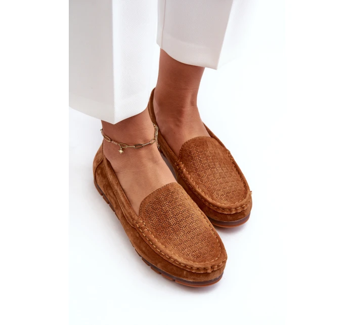 Zamszowe Mokasyny Damskie Camel S.Barski LR755