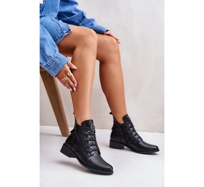 Nízké boty s podšívkou na zip s ozdobou černé model 21672290 - Boto Nízké boty s podšívkou na zip s ozdobou černé model 21672290 - Boto