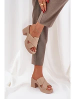 Lehké Pantofle Na Podpatku Z Eko Kůže Světle Béžové model 21684550 - Boto Lehké Pantofle Na Podpatku Z Eko Kůže Světle Béžové model 21684550 - Boto