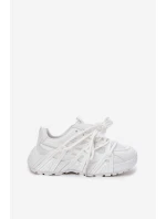 Sneakersy Damskie Z Podwójnym Sznurowaniem Białe Onivetta