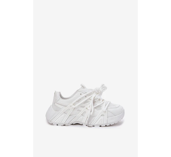 Sneakersy Damskie Z Podwójnym Sznurowaniem Białe Onivetta