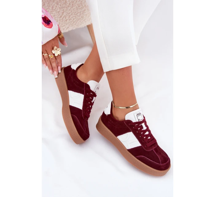 Zamszowe Sneakersy Damskie Daniel Lopez Just Dare SS2D4023 Bordowe