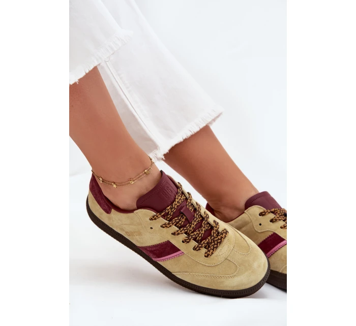 Zamszowe Niskie Sneakersy Damskie Big Star SS274680 HI-POLY SYSTEM Limonkowe