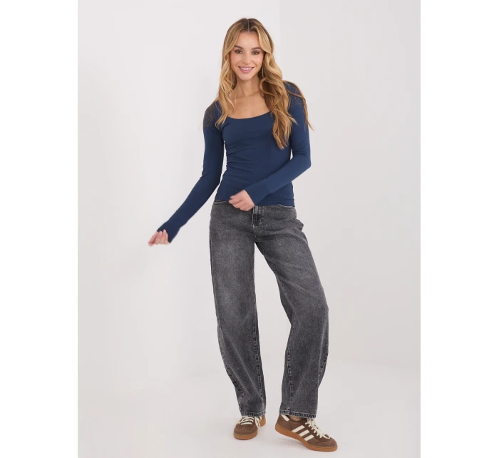 Bluzka WT BZ model 21859078 granatowy - FPrice Bluzka WT BZ model 21859078 granatowy - FPrice