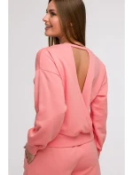 model 21047186 Mikina s otevřenými zády korálová - BeWear