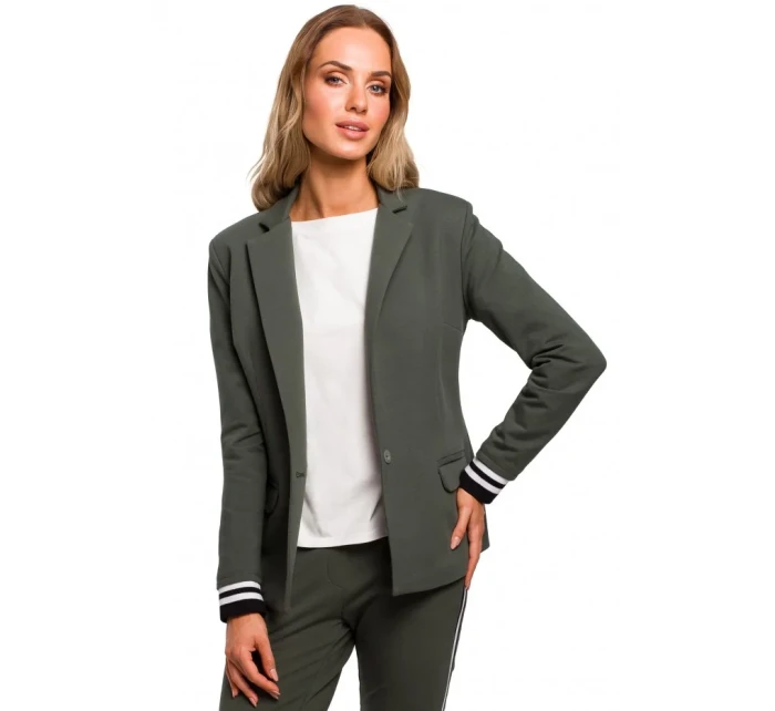 M459 Blejzer s pruhovanými rebrovanými manžetami - čierny