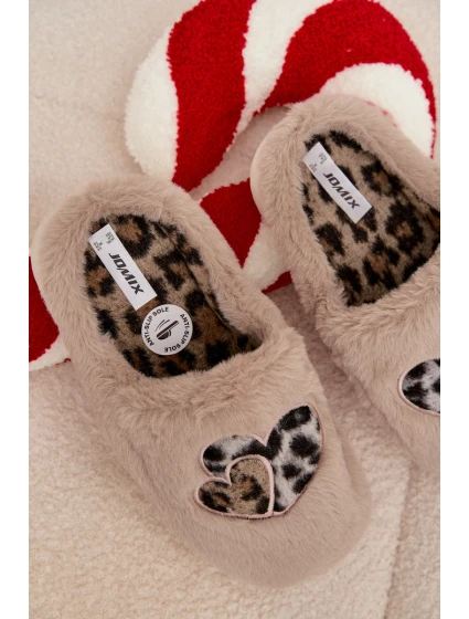Dámske kožušinové papuče so srdcom - béžové Amandra Dámske kožušinové papuče so srdcom - béžové Amandra