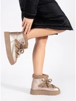 Moderné dámske snežnice hnedá platforma Moderné dámske snežnice hnedá platforma