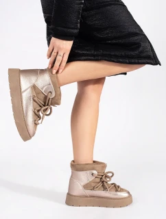 Moderné dámske snežnice hnedá platforma