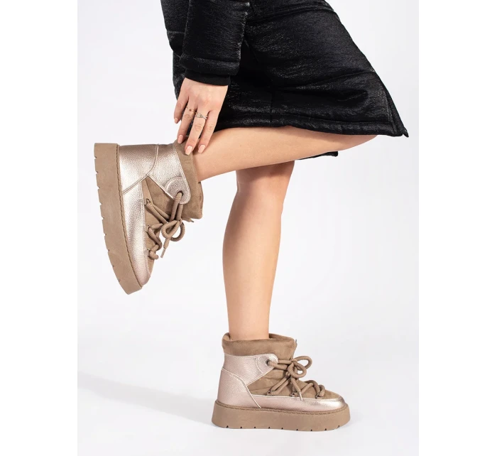 Moderné dámske snežnice hnedá platforma Moderné dámske snežnice hnedá platforma