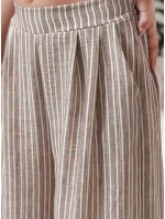 dámské pruhované kalhoty s širokými nohavicemi hnědé Dstreet model 21988972 - FashionStreet