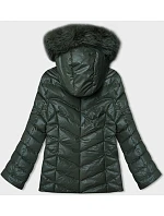 Krátka zimná bunda s kapucňou tmavozelená (5M3138-238)