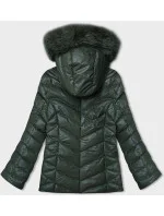 Tmavě zelená krátká zimní bunda s kapucí model 21246222 - J.STYLE