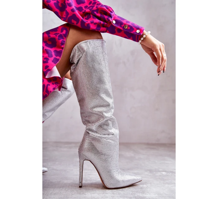 Modne Kozaki Na Szpilce Z Cyrkoniami Srebrne Lovisa