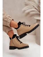 Niskie Botki Damskie Ocieplane Z Eko Skóry Beżowe Erisabelle Niskie Botki Damskie Ocieplane Z Eko Skóry Beżowe Erisabelle