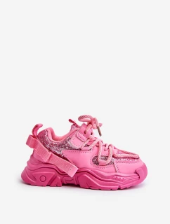 Sneakersy Dziecięce Ozdobione Cekinami Różowe Liatoma