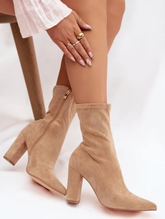 Dámské semišové kotníkové boty s béžové model 21821814 - Boto