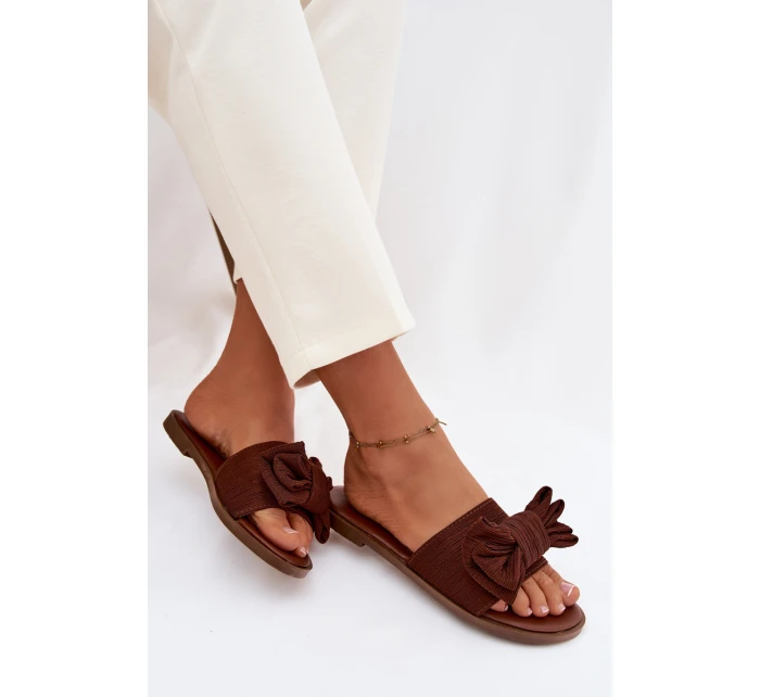 Dámské ploché sandály s mašlí Hnědé Amivelle