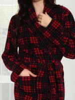 Dámsky župan 9105 červené káro - CoCoon